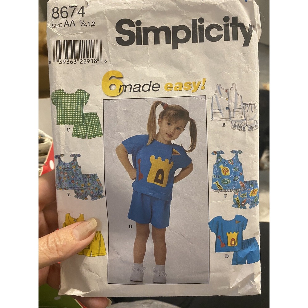Vintage Simplicity 8674 Sewing Pattern Girls Toddler Size 1/2-2 Cut Complete